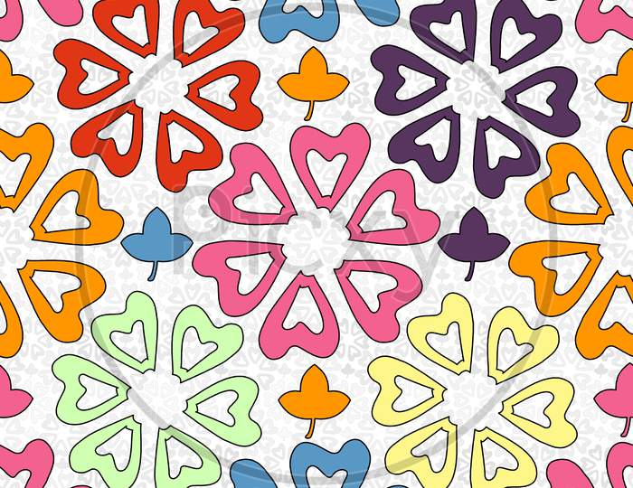 Flower Shaped Colorful Seamless Pattern