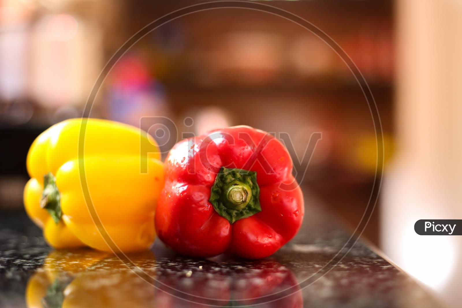 Red And Yellow Colour Bell Peper In The Kitchen