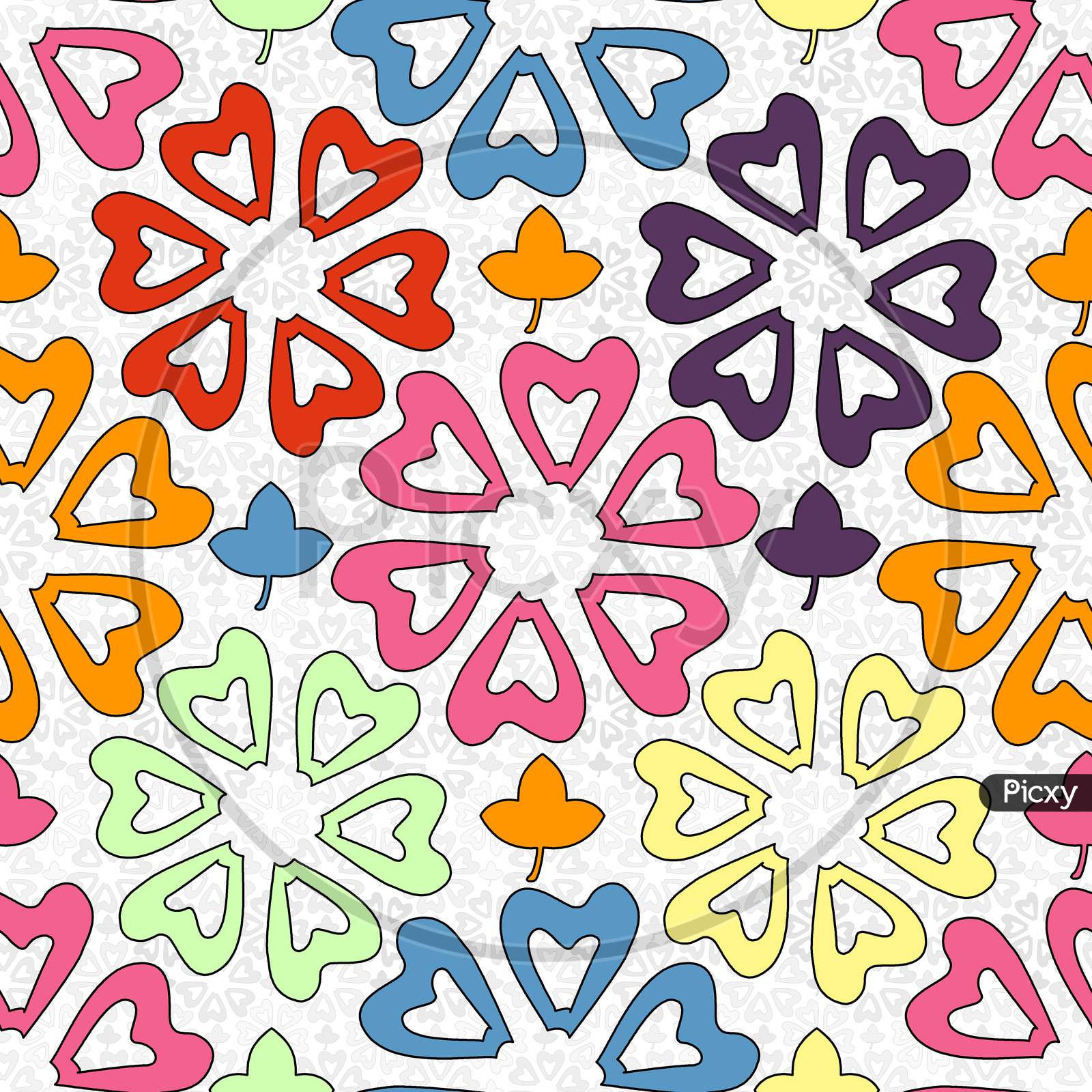 Flower Shaped Colorful Seamless Pattern