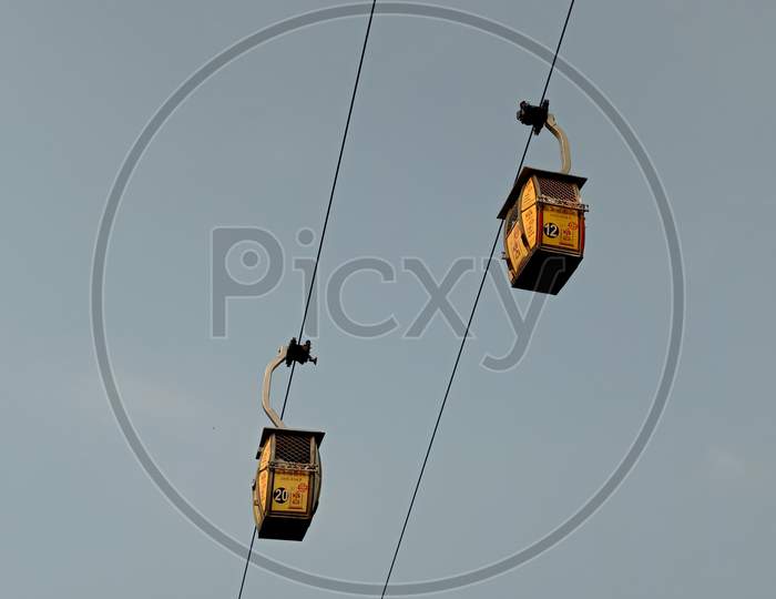 Cable Car In The Mountains.