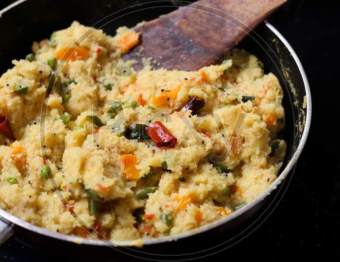 Preparing South Indian Breakfast, Rava Upma Recipes
