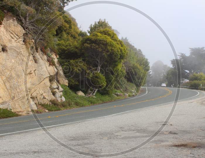 Winding road of Cabrillo Highway - CA 1 - Near Monterey, California, USA