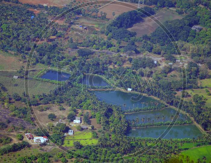 Top View Of The Farming Lands From The Nelliyampathy Hill Station Kerala India