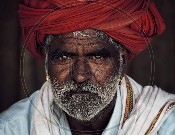 Portrait of rajasthani tribal man