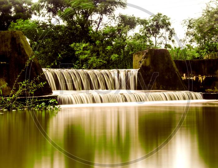 waterfall with long exposure settings