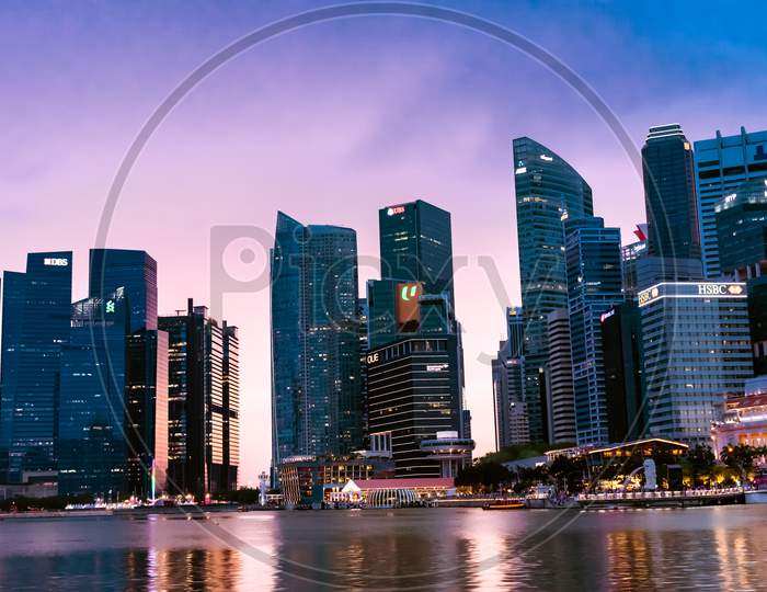 Evening Cityscape, Marine Bay, Singapore 2020.