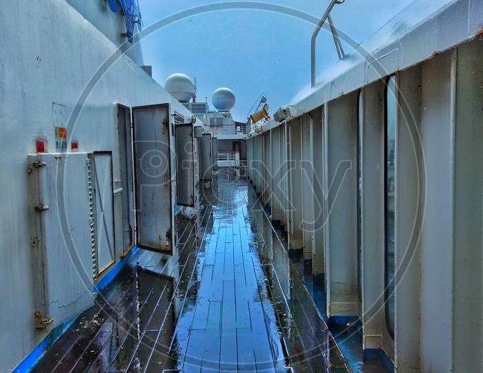Inside cruise ship during rain