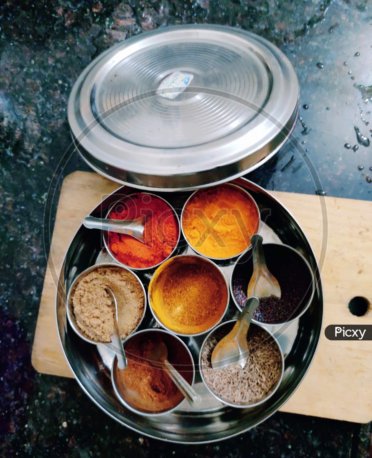 Indian spices box use in Kitchen