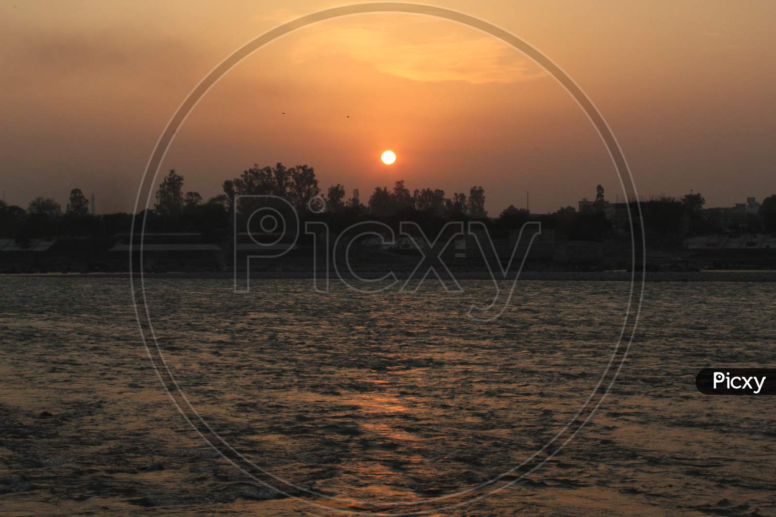 Beautiful Sunset At river Ganga, Rishikesh