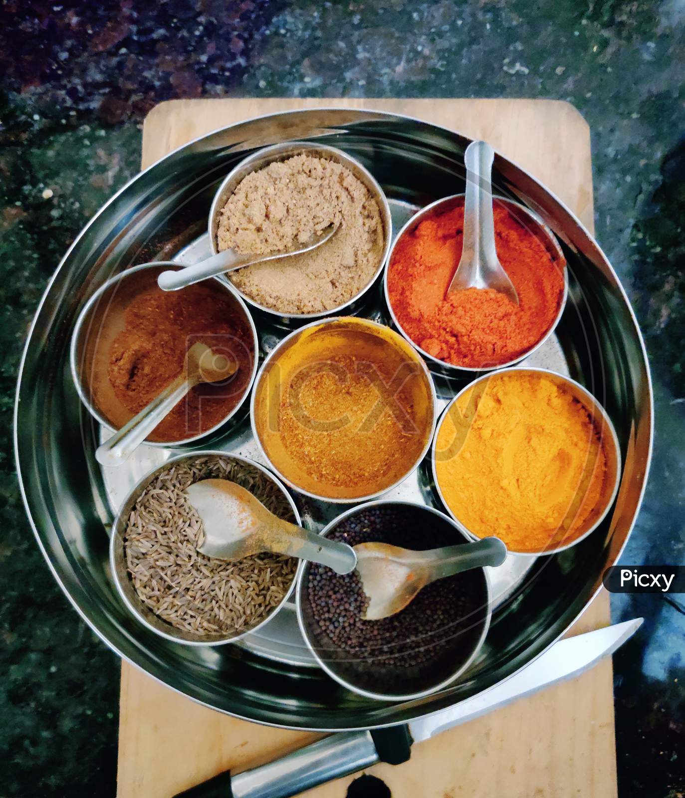 Indian spices box use in Kitchen