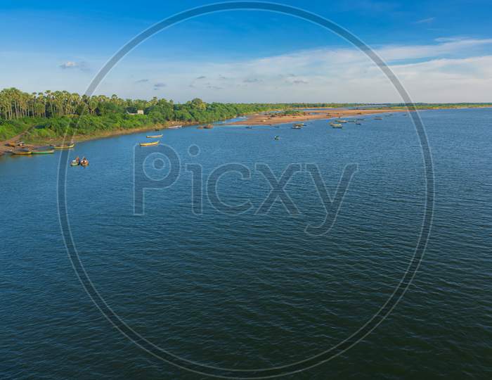 View of krishna river from penumudi bridge