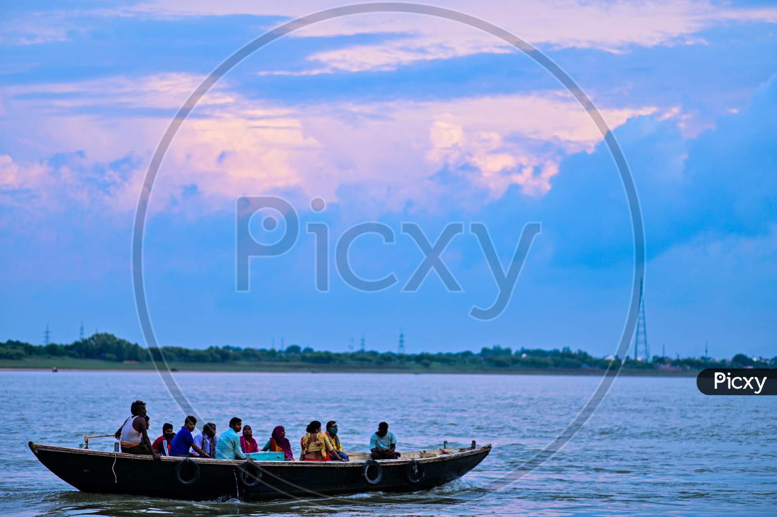 People watching varanasi ghats with boat