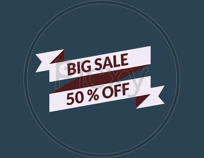 Big Sale 50% Off Word Illustration Use For Landing Page,Website, Poster, Banner, Flyer,Sale Promotion,Advertising, Marketing