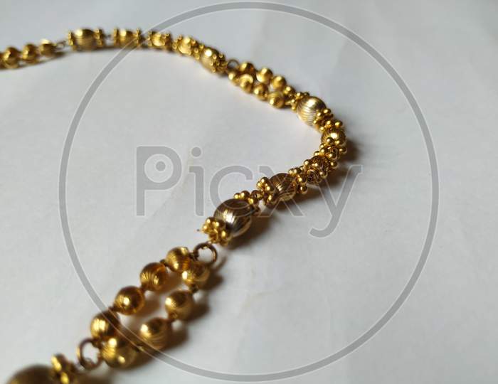 Antique Traditional Women Gold Chain isolated on white background