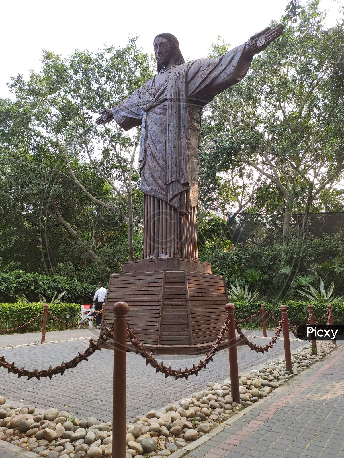 miniature Christ the Redeemer made of waste material in waste to wonder park Delhi Nizamuddin India