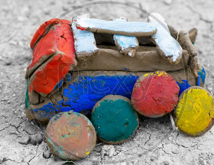 Colorful Clay Toy Made By Children.