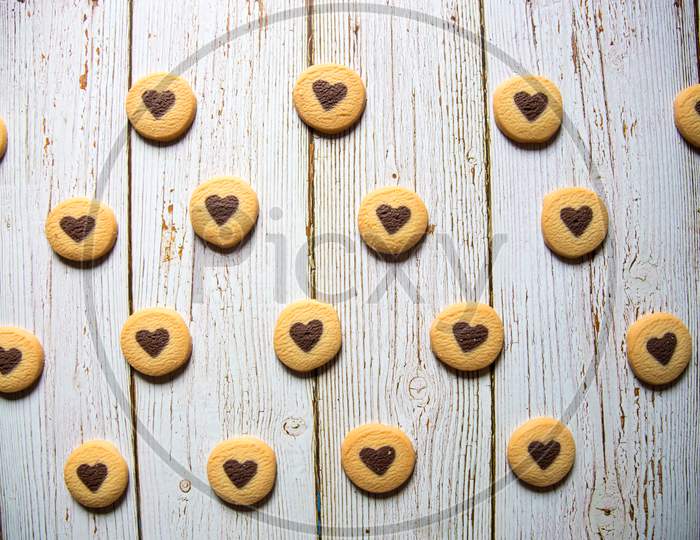 Heart shaped cookies on a background