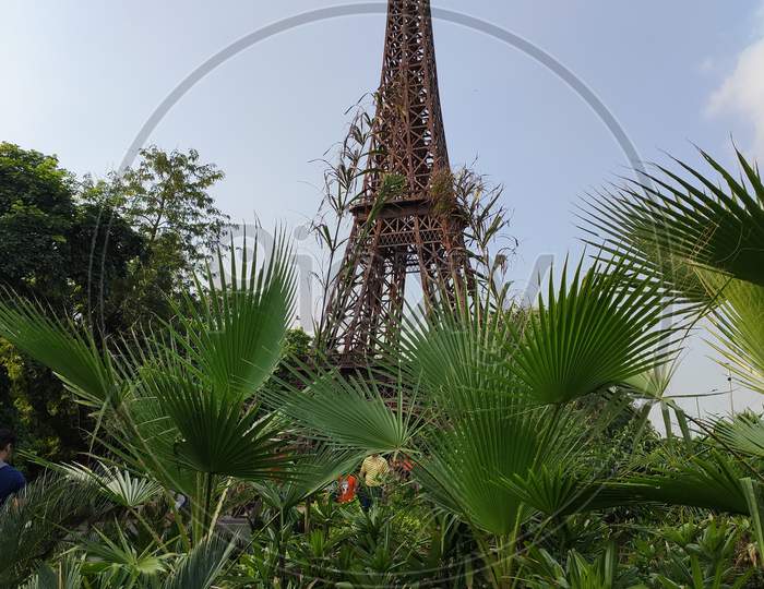 miniature Eiffel Tower made of waste material in waste to wonder park Delhi Nizamuddin India