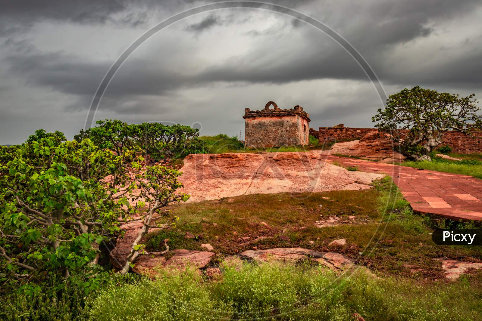 Ancient Fort Architecture With Amazing Sky From Flat Angle Shot