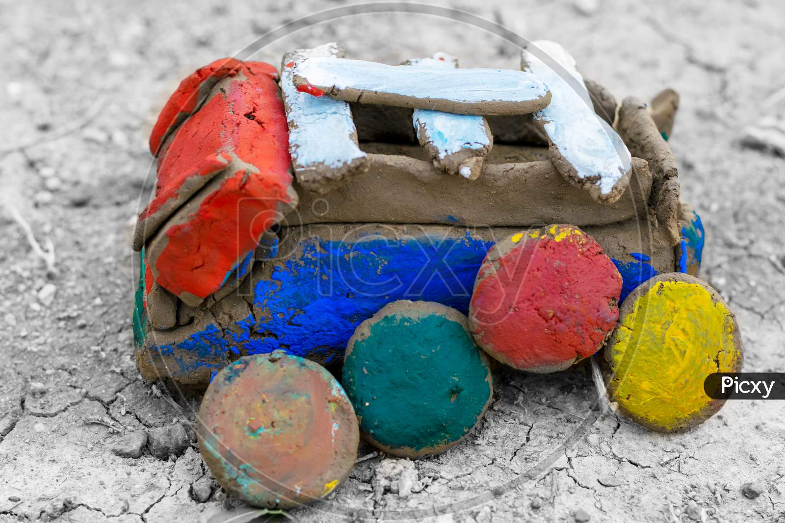Colorful Clay Toy Made By Children.