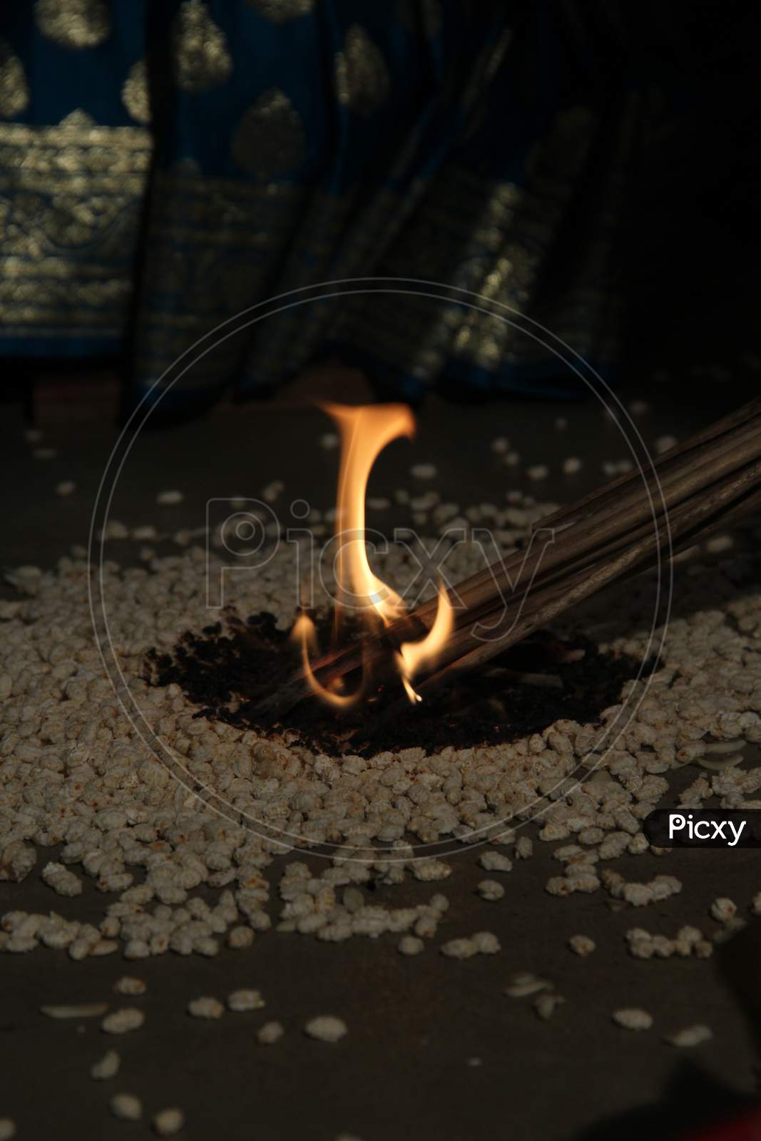 Bengali wedding ritual Burn the corn