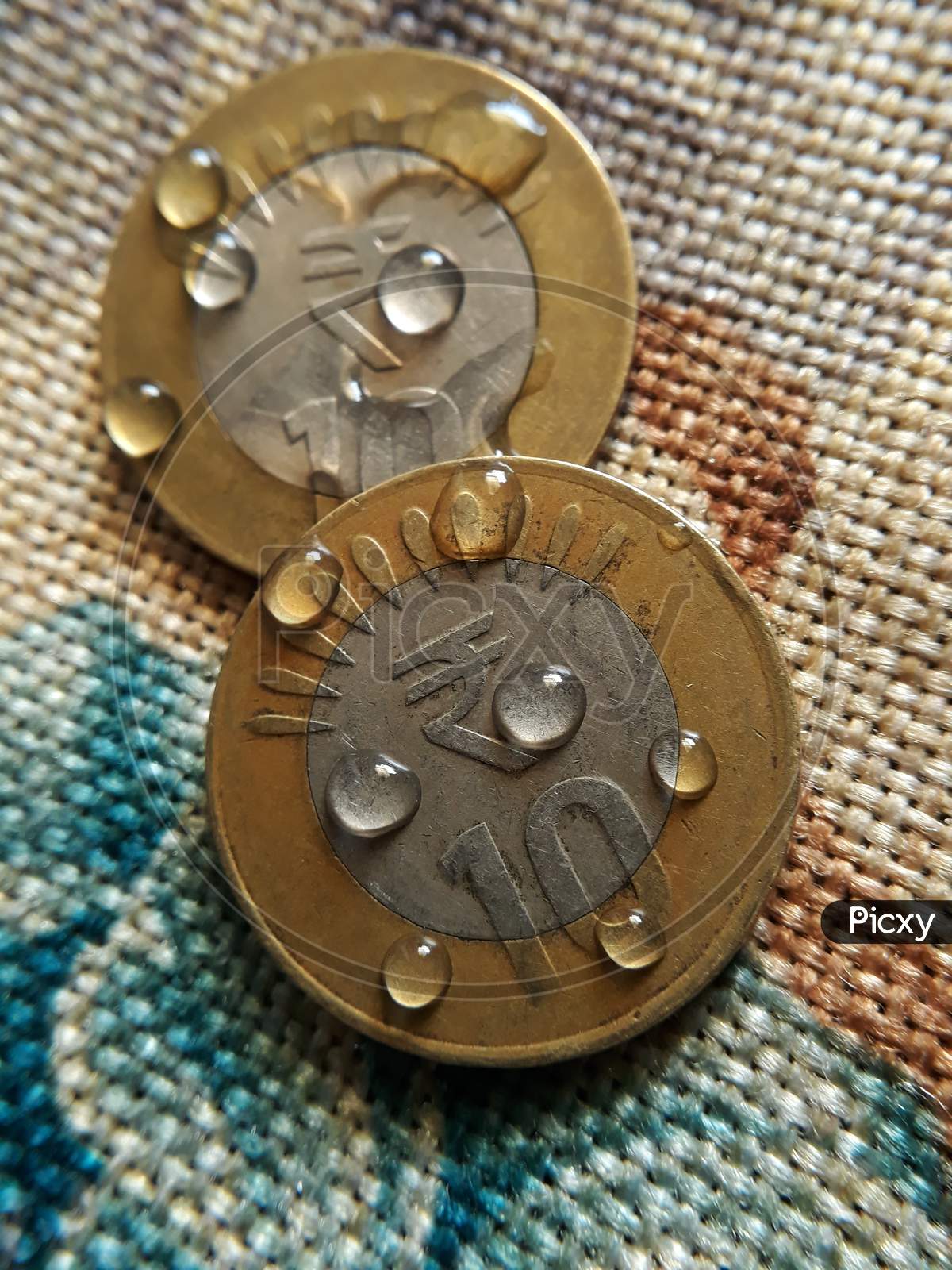 Macro shot of Indian 10rupees currency