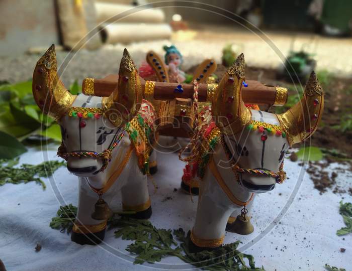 Shree Krishna Riding Ox Cart