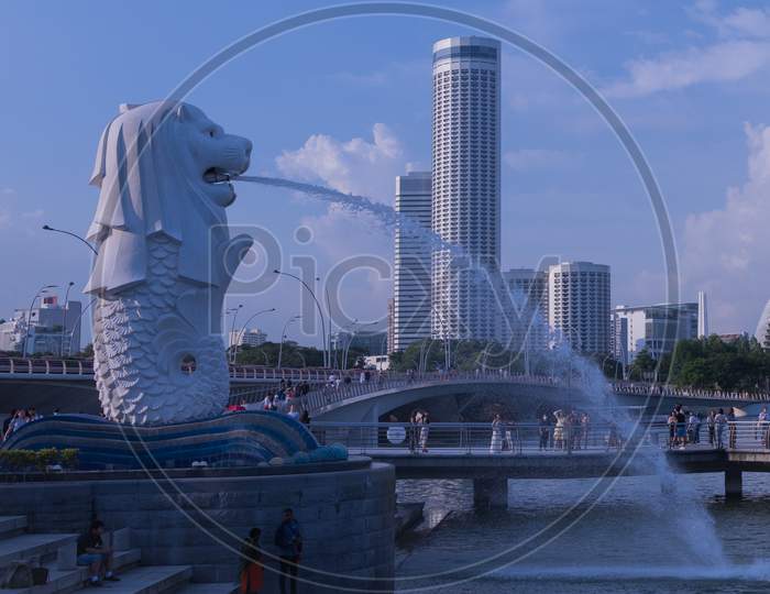The Merlion Statue Of Singapore