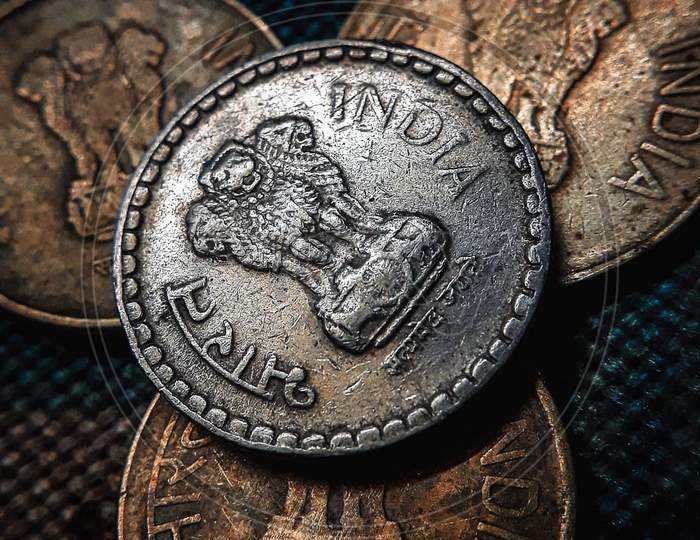 Indian coins macro shot