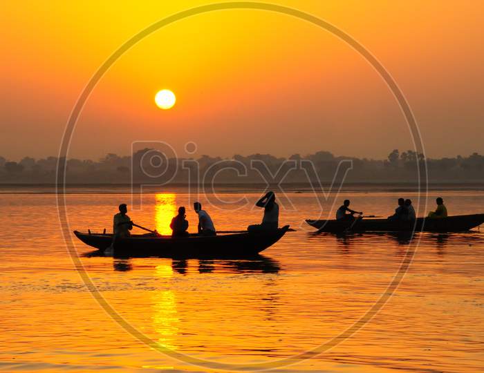 Sunset at Varanasi, The Ganga River