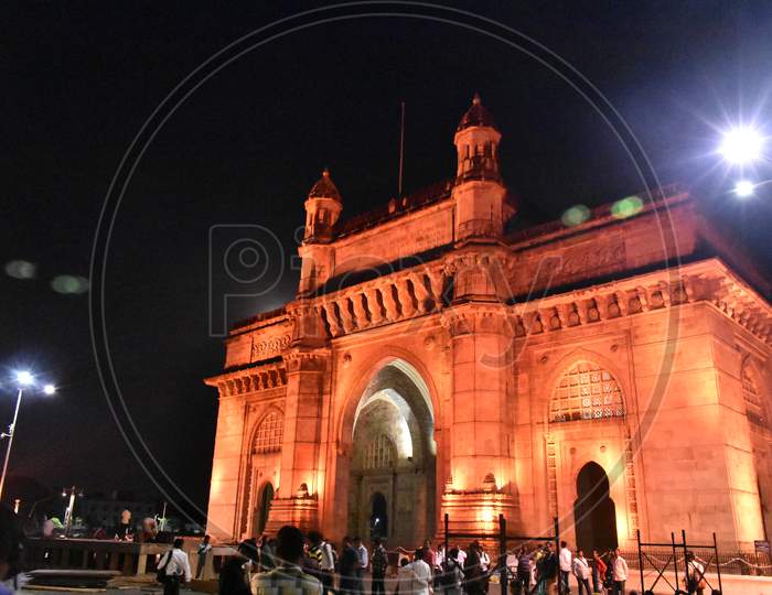 Beautiful Yellow Glowing Light On Gateway Of India