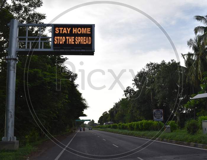 stay home displayed on highways