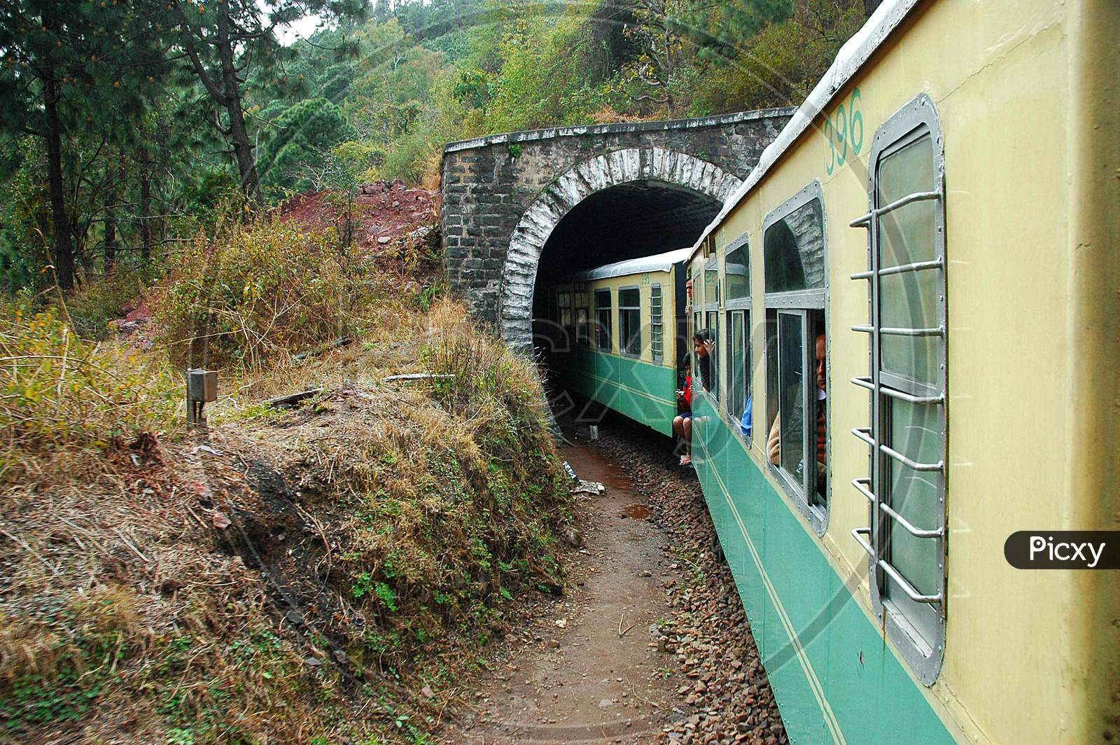 Toy Train Passing From Tunnel