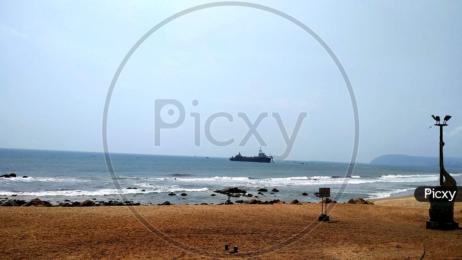 Sea Beach India with Ship, Vizag, AP