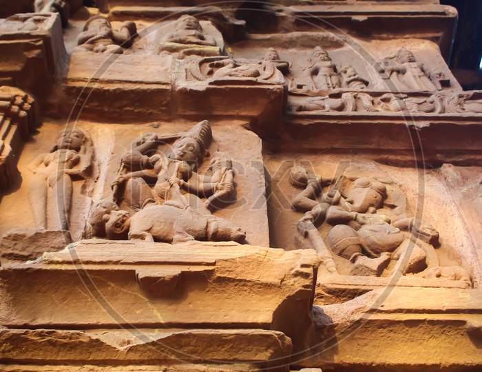 Figures Carved On The Walls Of Shiva Temple At Dev Baloda Depicts The Stories Of Those Time. Situated In The District Of Bhilai, Chattisgarh, India