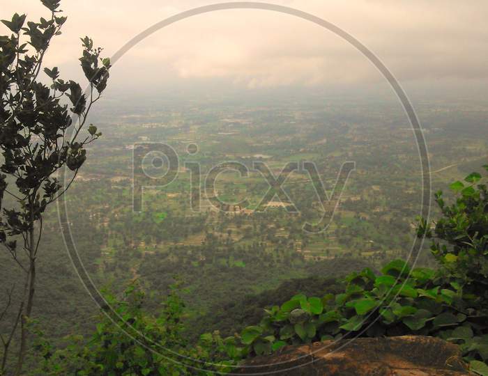 Beautiful Natural scenery from hill top.