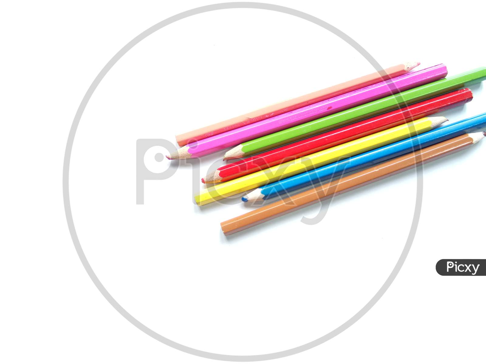 Back to school. Color pencils isolated in white background