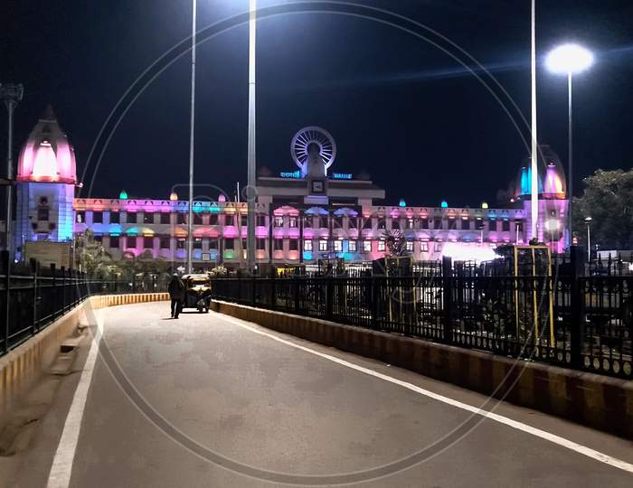 Station of Varanasi at night