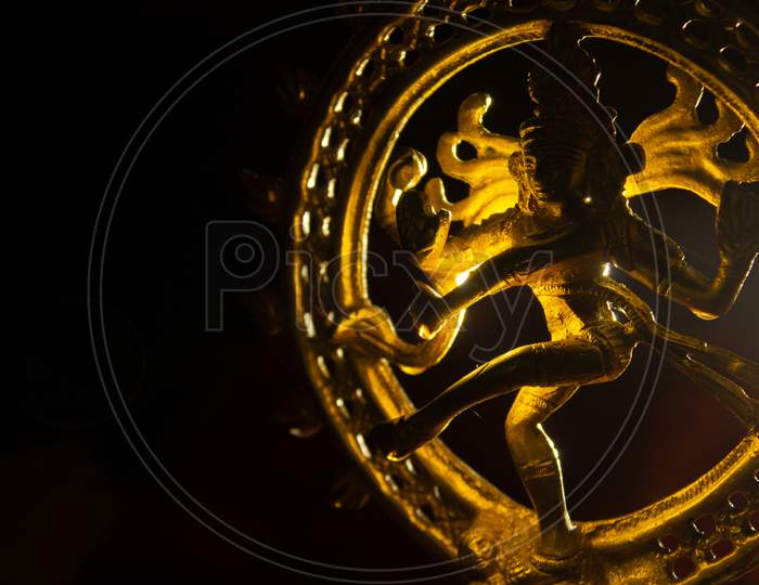 Golden Idol Of A Hindu God Back Lit