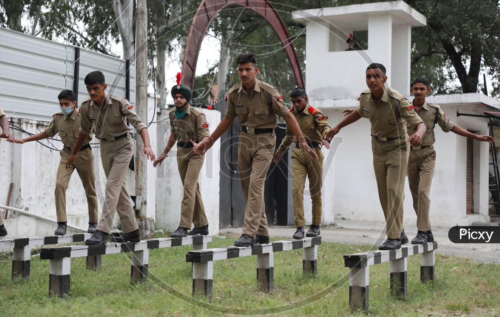 NCC Cadets perform physical exercises and routine drill  at a camp in Jammu on 26,September.2020.