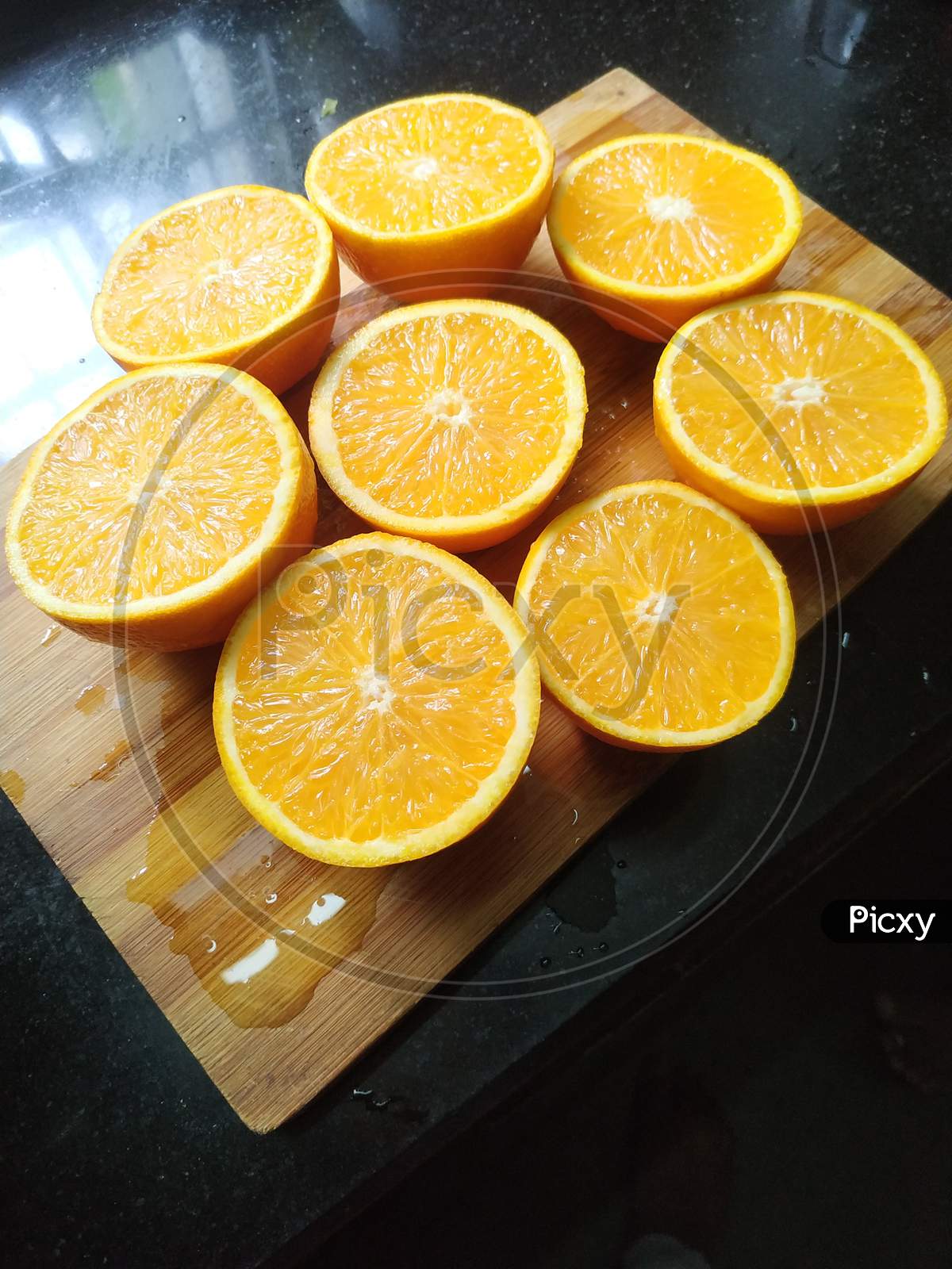 Close Up Sliced Ripe Orange.