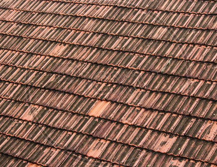 Texture Of A Terracotta Tile Roof Of A Building