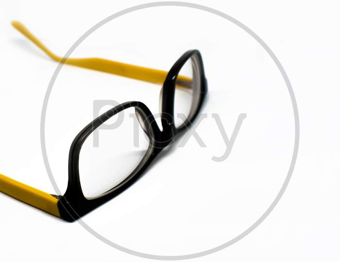 Beautiful modern eye glasses isolated on white background