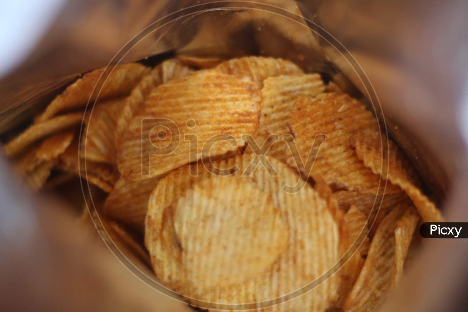 Potato chips inside the packet