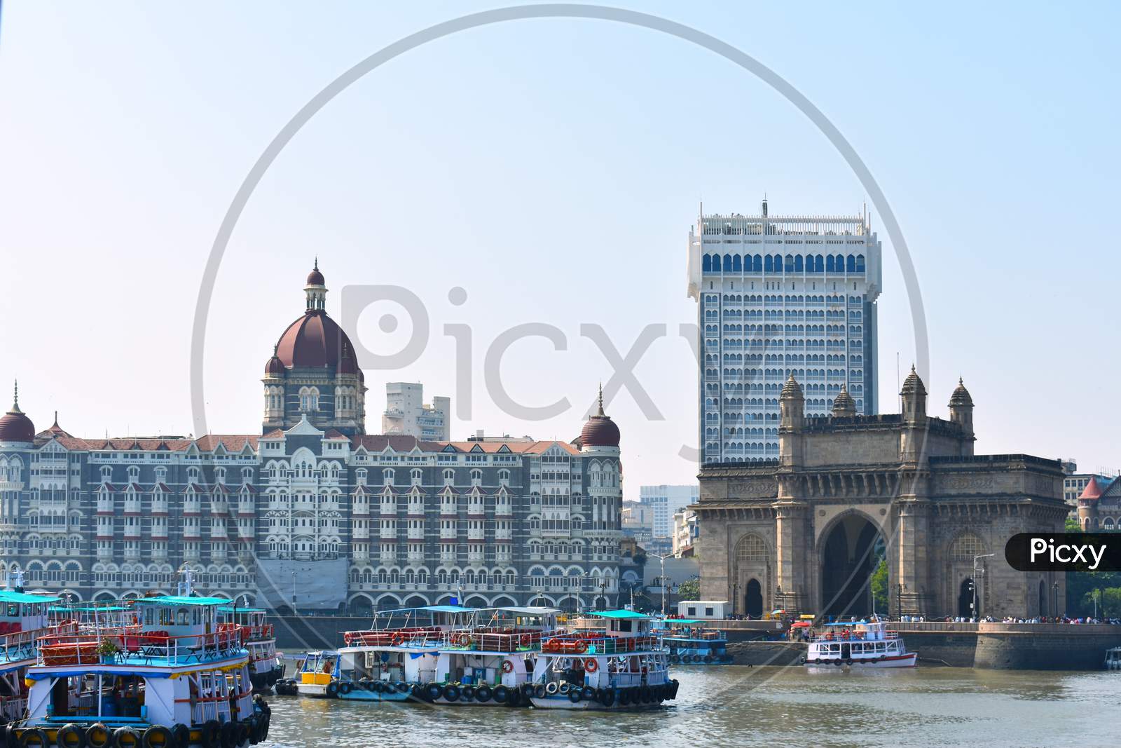 View Of Mumbai Taj Hotel And Gateway Of India From The Beach