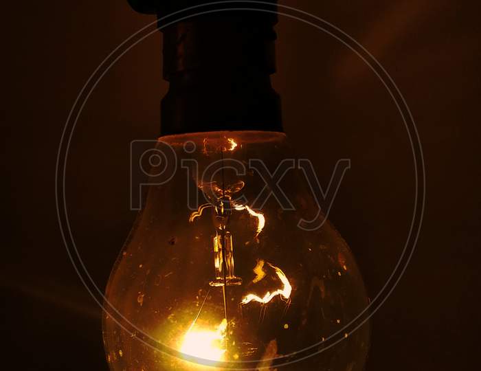 Burning lamp picture and stock image photo