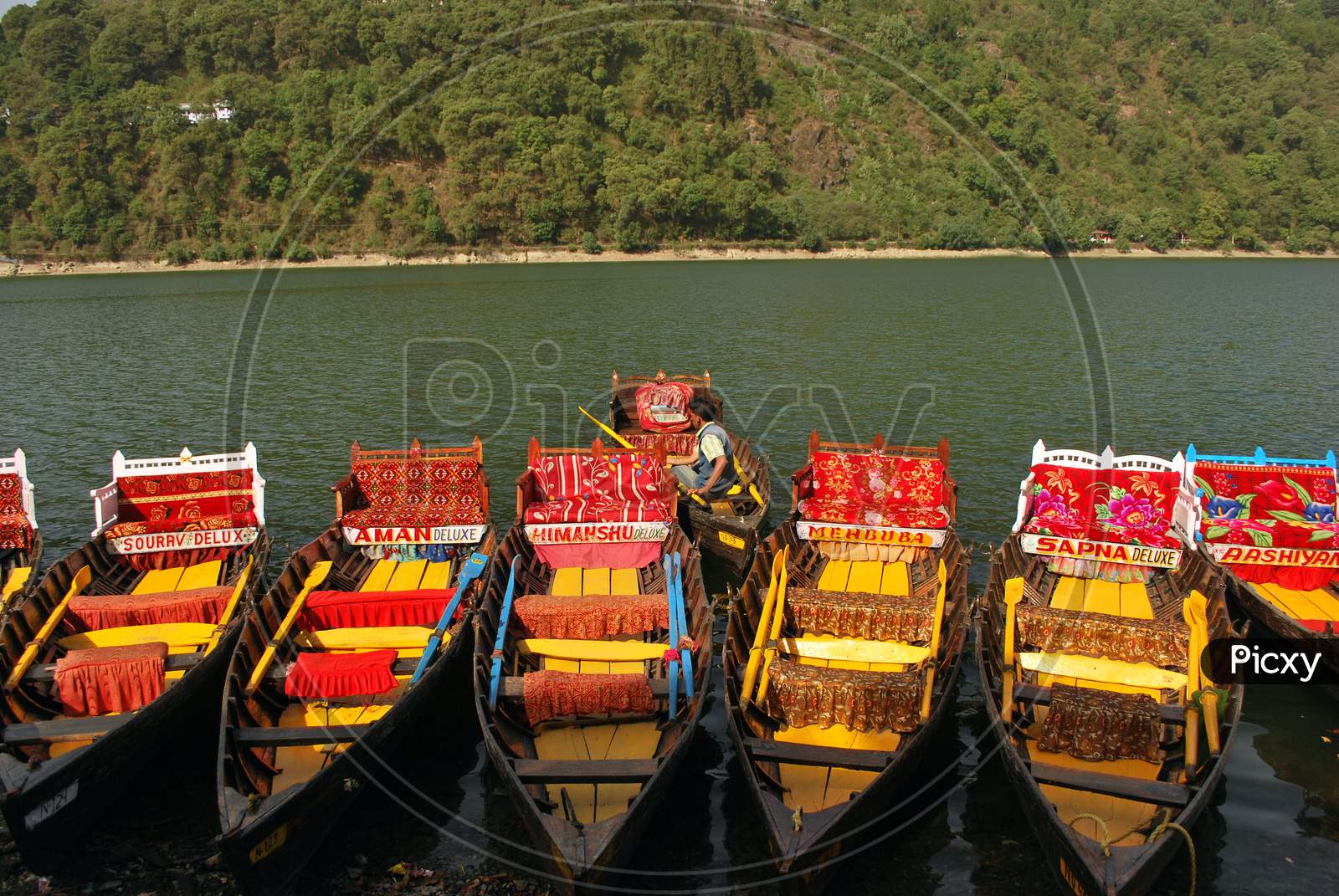 colourful boats at Nainital uttarakhand india