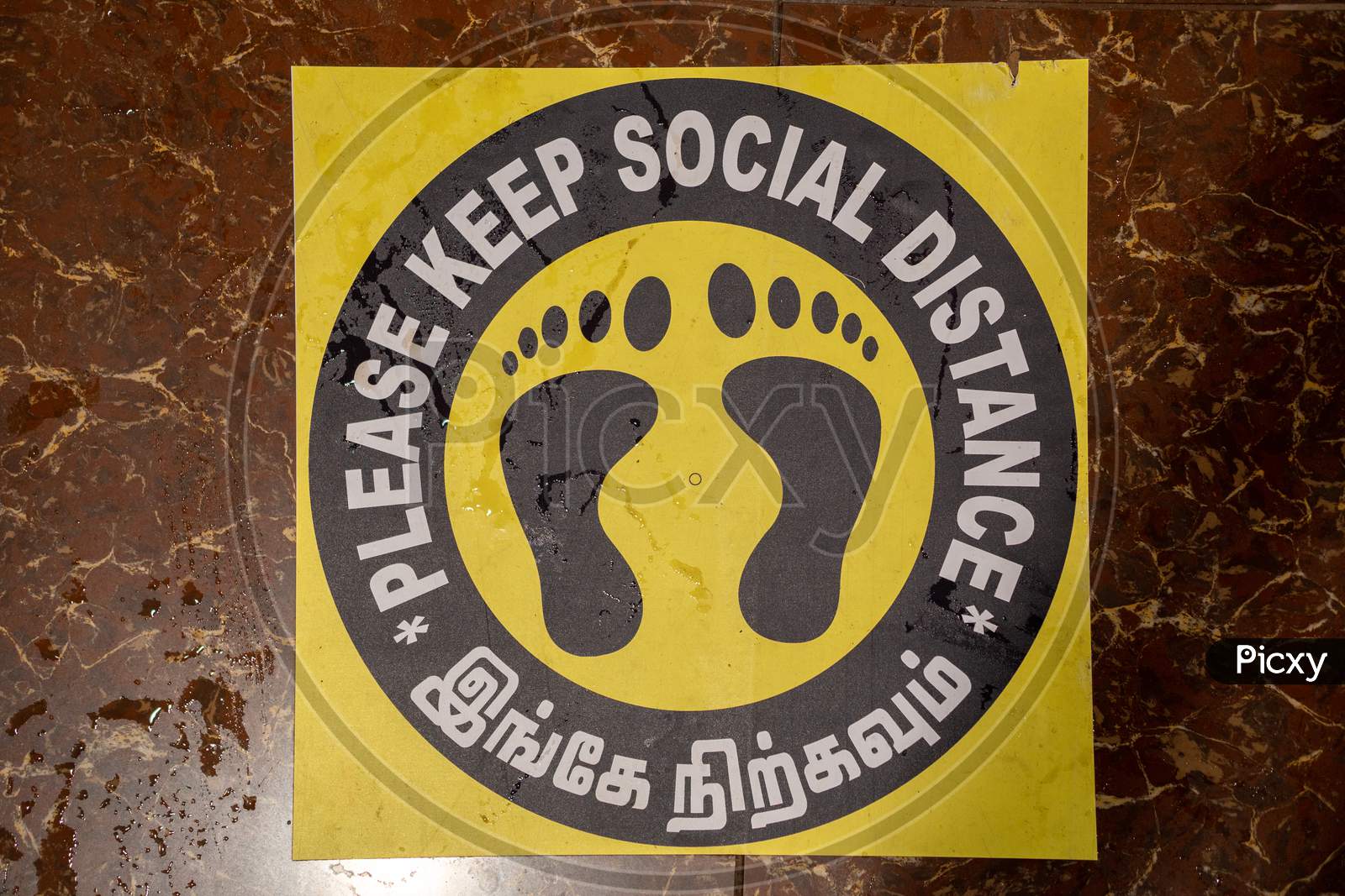 Social Distancing Indicator In English And Tamil In Malaysia