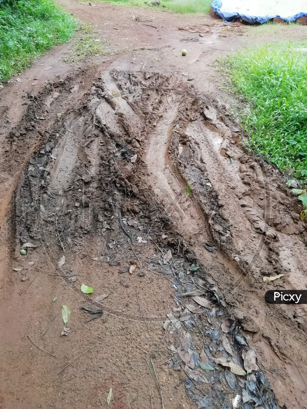 Closeup Of A Mud Road In A Landscape