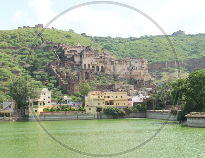View Of The Bundi'S Palace From Nawal Sagar Lake, Rajasthan, India